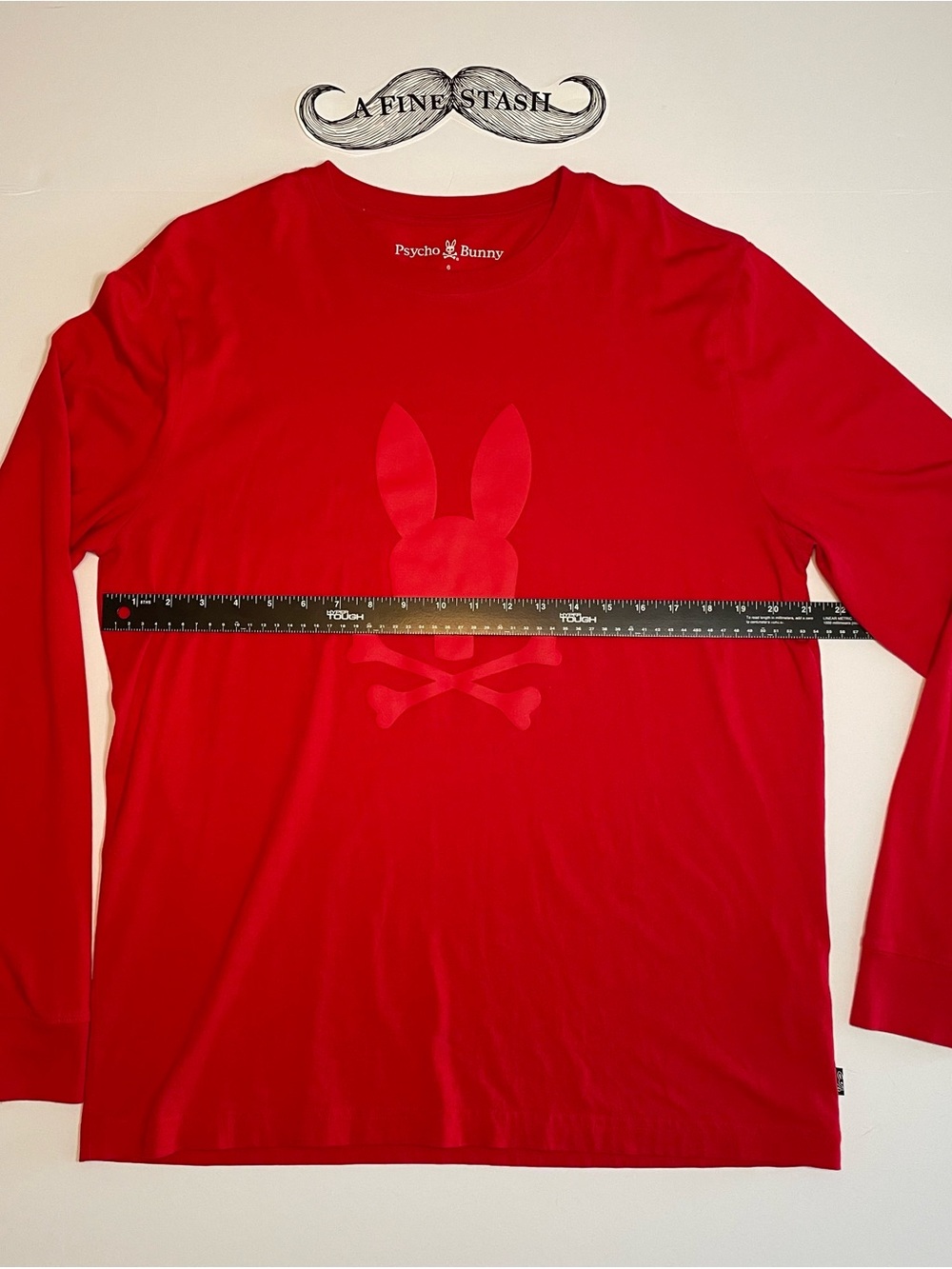 Psycho Bunny Long Sleeve Tee in Bright Red with Tonal Logo